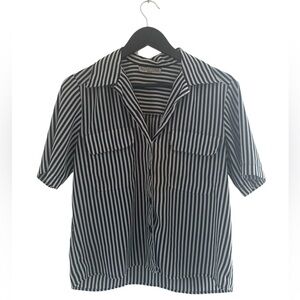 Vintage Notations Black & White Striped Casual Shirt